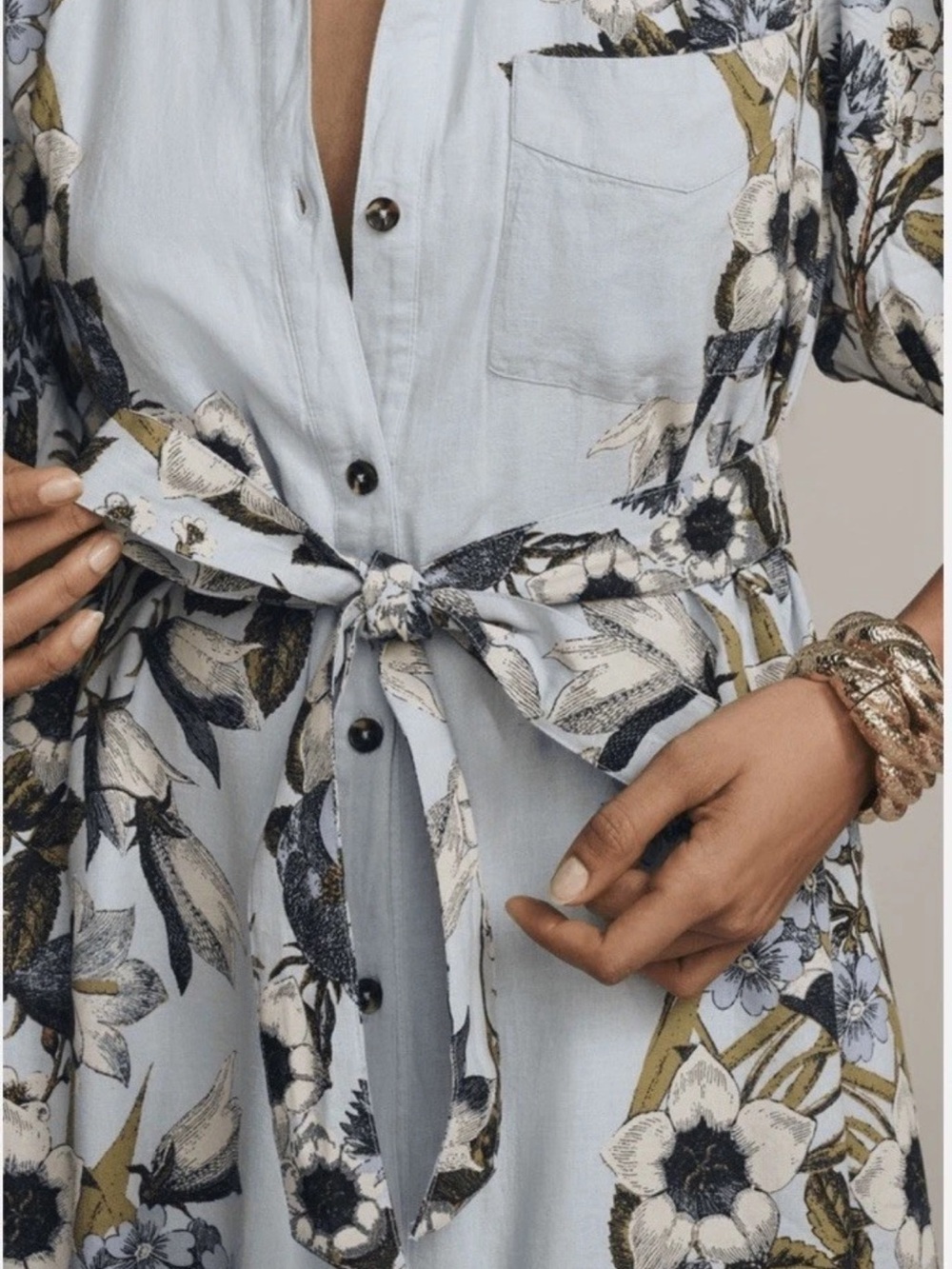 Anthropologie Maeve The Mona Linen Shirt Maxi Dress Sz Medium - Picture 2 of 8